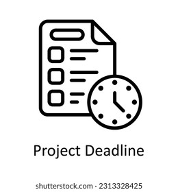 Projektzeitpunkt Vektor    Skizze Design Illustration. Digital-Marketing-Symbol auf weißem Hintergrund - EPS10-Datei