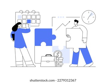 Project delivery abstract concept vector illustration. Project planning, successful management, time and budget, customer expectations, helpdesk software, task requirements abstract metaphor.