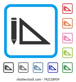 Project Design icon. Flat gray pictogram symbol in a light blue rounded squared frame. Black, gray, green, blue, red, orange color additional versions of Project Design vector.