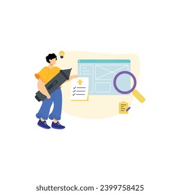 Project Designer UI design abstract concept vector illustration set. Branding concept, style guide, user interface kit, graphic designer creating logo, color scheme, wireframe and prototype abstract