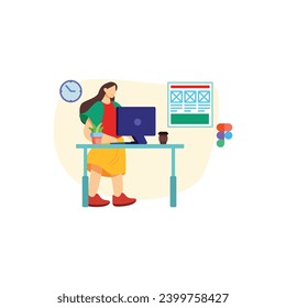 Project Designer UI design abstract concept vector illustration set. Branding concept, style guide, user interface kit, graphic designer creating logo, color scheme, wireframe and prototype abstract