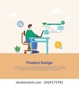 Project Designer UI design abstract concept vector illustration set. Branding concept, style guide, user interface kit, graphic designer creating logo, color scheme, wireframe and prototype abstract