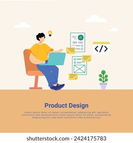 Project Designer UI design abstract concept vector illustration set. Branding concept, style guide, user interface kit, graphic designer creating logo, color scheme, wireframe and prototype abstract