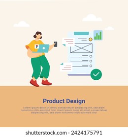 Conjunto de ilustraciones vectoriales de concepto abstracto de diseño de interfaz de usuario del Diseñador de proyectos. Concepto de marca, guía de estilo, kit de interfaz de usuario, logotipo de creación de diseñador gráfico, esquema de color, resumen de trama y prototipo