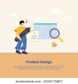 Project Designer UI design abstract concept vector illustration set. Branding concept, style guide, user interface kit, graphic designer creating logo, color scheme, wireframe and prototype abstract