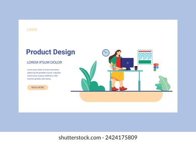 Project Designer UI design abstract concept vector illustration set. Branding concept, style guide, user interface kit, graphic designer creating logo, color scheme, wireframe and prototype abstract