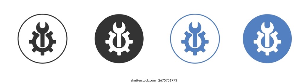Project Development-Icon-Kollektion für App in schwarzen und blauen Farben
