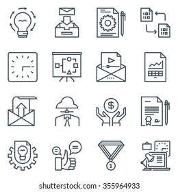 Project development icon set suitable for info graphics, websites and print media. Black and white flat line icons.