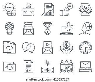 Project development icon set suitable for info graphics, websites and print media.  Hand drawn style, pixel perfect line vector icons