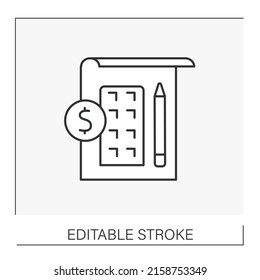  Project development line icon. Facility of planning, organizing, coordinating, and controlling pre-building process. Construction industry concept. Isolated vector illustration. Editable stroke
