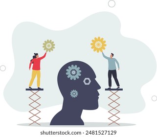 Project development and management with team support to solve work tasks.flat illustration