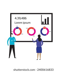 Project development specifications concept, Business analysis, software requirement description, vision and scope document, set flat vector modern illustration	
