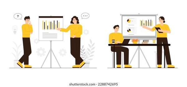 Project discussion concept illustration Set