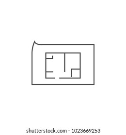 project drawing of a house on a sheet icon. Element for mobile concept and web apps. Thin line icon for website design and development, app development. Premium icon on white background