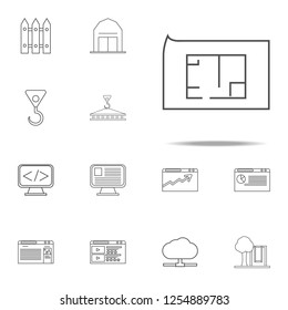 project drawing of a house on a sheet icon. web icons universal set for web and mobile