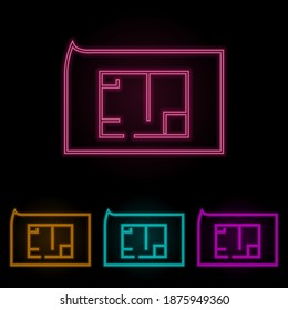 proyecto de dibujo de una casa en un conjunto de neones de color de hoja. Línea delgada simple, vector de contorno de iconos web para ui y ux, sitio web o aplicación móvil