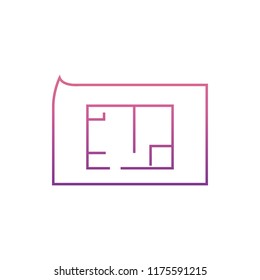 project drawing of a house on a sheeticon in Nolan style. One of web collection icon can be used for UI, UX