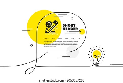 Project edit icon. Continuous line idea chat bubble banner. Settings management sign. Pencil symbol. Project edit icon in chat message. Talk comment light bulb background. Vector