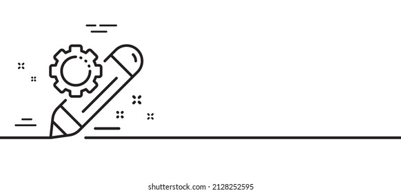 Project edit line icon. Settings management sign. Pencil symbol. Minimal line illustration background. Project edit line icon pattern banner. White web template concept. Vector