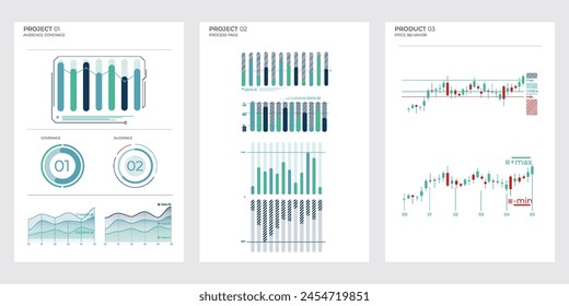 Project elements commercial charts. Modern visual vector illustration.