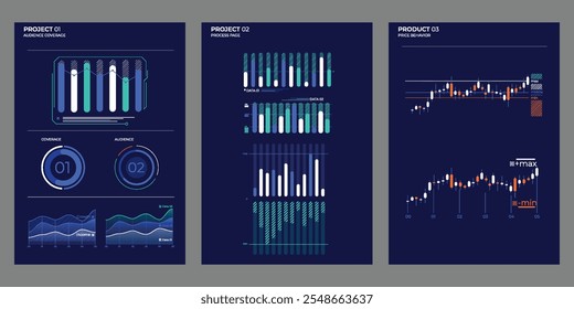 Projektelemente kommerzielle Diagramme. Moderne visuelle Vektorgrafik.