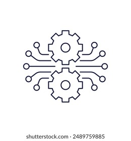 project execution line icon with gears