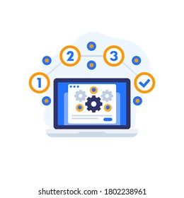 project execution vector icon with laptop