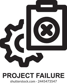 project failure, project failed, project management, cancel, failed, unsuccessful expanded agile outline icon for web mobile app presentation printing