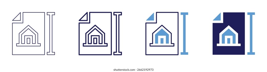 Icono de viabilidad del proyecto en 4 estilos diferentes. Línea delgada, línea, línea en negrita, duotono. Estilo duotono. Trazo editable.