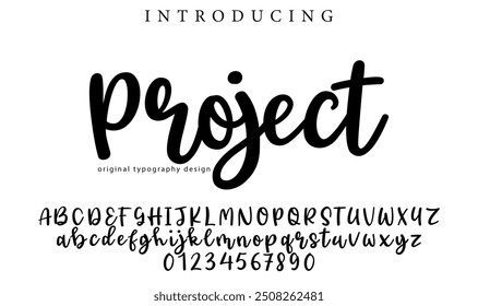 Project Font Stylish brush painted an uppercase vector letters, alphabet, typeface