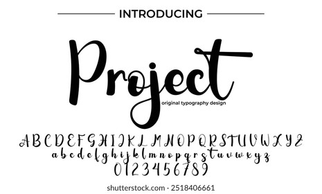 Pincel con estilo pintado con letras de Vector mayúsculas, alfabeto, tipografía