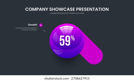 Project Forecast One Step Infographic Presentation Layout. Minimal Profile Slide Template Vector Illustration. Company Visualization 1 Element Chart Slideshow Design.
