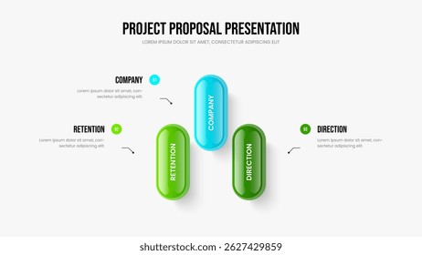 Project Forecast Three Option Infographic Frame Layout. Consulting Planning 3 Step Diagram Slideshow Design. Visual Insight Presentation Template Vector Illustration.