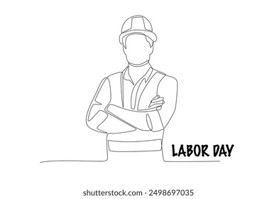 Project foreman. Labor day concept one-line drawing