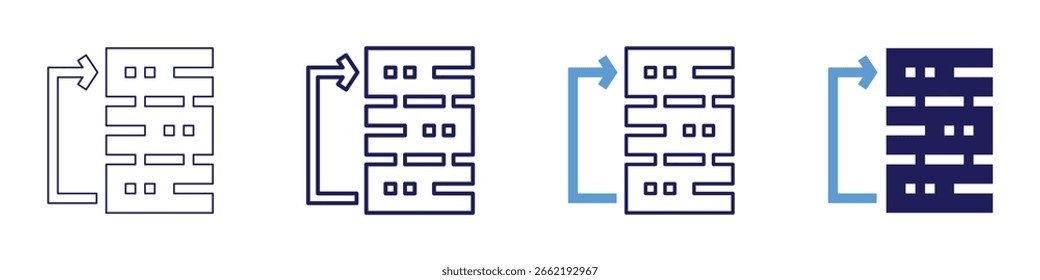 Ícone de formato de projeto em 4 estilos diferentes. Linha Fina, Linha, Linha Negrito, Duotônico. Estilo duotônico. Traçado editável.