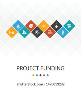 project funding trendy UI template infographics concept. crowdfunding, grant, fundraising, icons