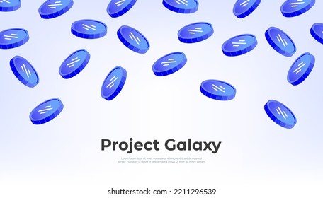 Project Galaxy (GAL) coin falling from the sky. GAL cryptocurrency concept banner background.