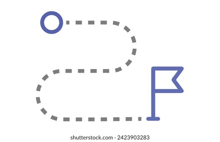 Projektziel und Projektziel Meilenstein Flag des Projekts auf dem Weg zur Verfolgung Projekt Meilenstein der Ziel-und Ziel-Tracking-Symbol.  Suche nach Ort und Ziel-Fixierung.