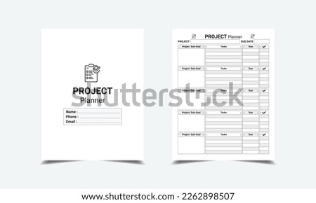 Project and goal planner template. Project and goal planner template. Vector illustration
