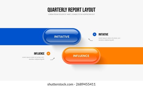 Project Growth Two Step Infographic Presentation Design. Consulting Campaign Slideshow Layout Vector Illustration. Marketing Innovation 2 Option Diagram Frame Template.