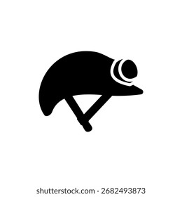 ícone de capacete de projeto com lanterna, estilo plano simples, ilustração vetorial, símbolo, pictograma de modelo de logotipo de design, para ui ou ux isolado em branco para aplicativo móvel, editável