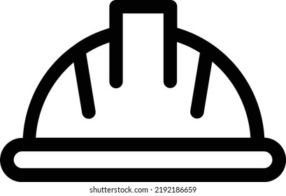 Project Helmet Icon With Outline Style, Building Construction Sign And Symbol Isolated On White Background