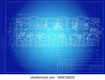 The project of the hotel with apartments, cafes and elevators for the disabled. Vector