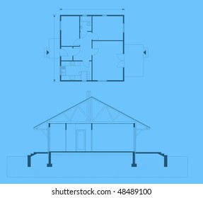 project of house in blue color