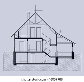 project of house in gray color. facade of the house