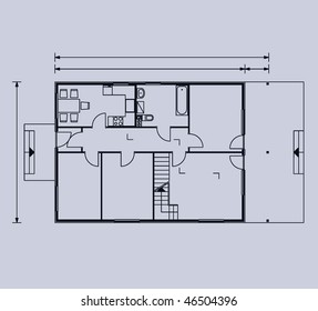 project of house in gray color. ground floor