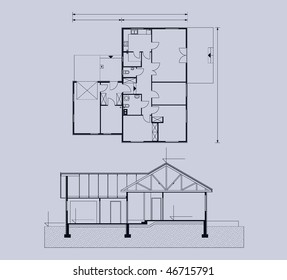 project of house in gray color. house for one family