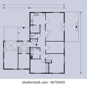 project of house in gray color. house for one family. ground floor