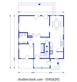 project of a house. ground floor. thickness of the lines is editable