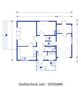 project of a house. ground floor. thickness of the lines is editable